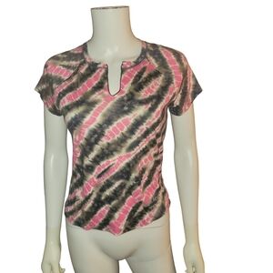 DKNY Active Tie Dye T Shirt S Black Pink White